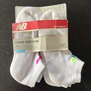 New Balance White Core Cotton Low Cut Socks